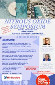 Course flyer for Nitrous Oxide Brisbane Oct 2022